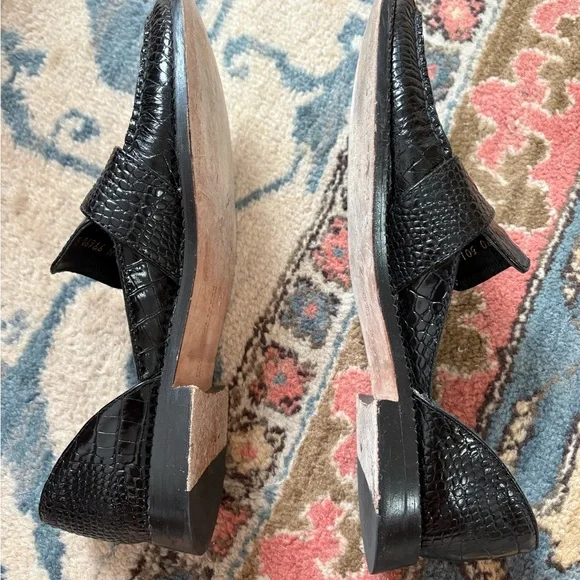 Freda Salvador TASH D'ORSAY MOCCASIN Black Croc-Embossed Loafers - Picture 4 of 6